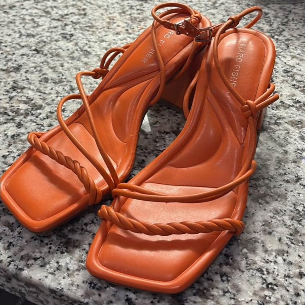 Marc Fisher Bold Orange Strappy Sandals